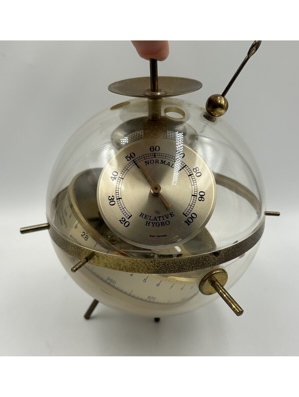 Vintage Huger BGM Sputnik Weather Station West Germany MCM Globe Barometer AS IS
